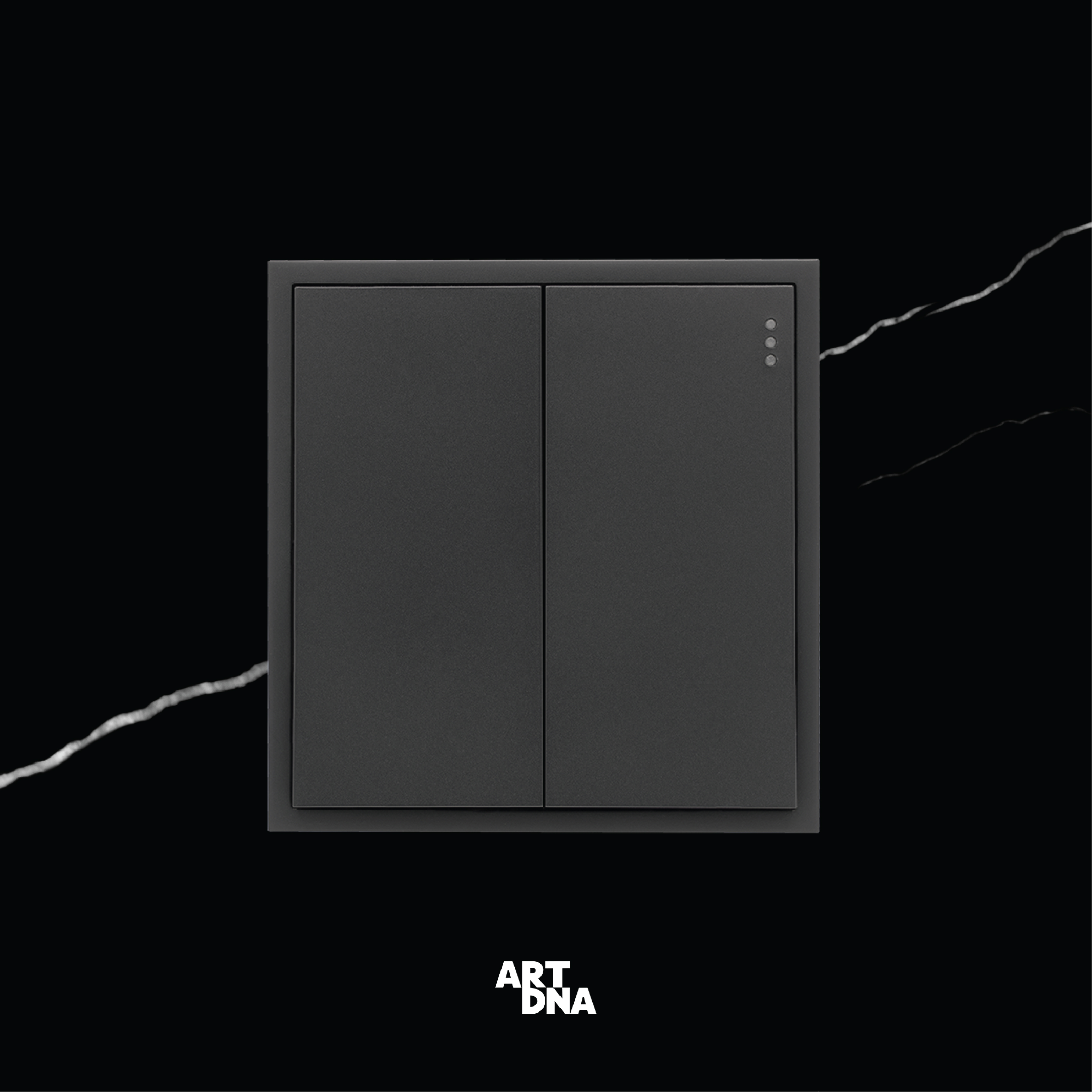 D3 FRAMELESS SERIES BLACK SWITCH 2 GANG 1 WAY