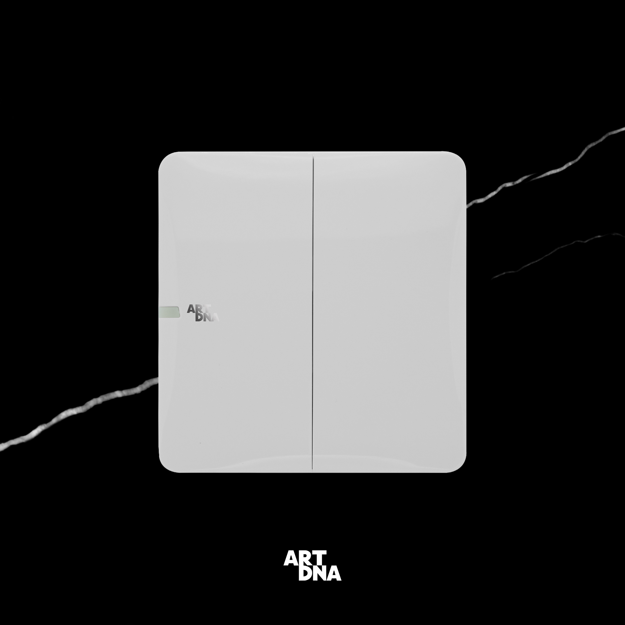 A63 FRAMELESS WHITE SWITCH 2 GANG 2 WAY