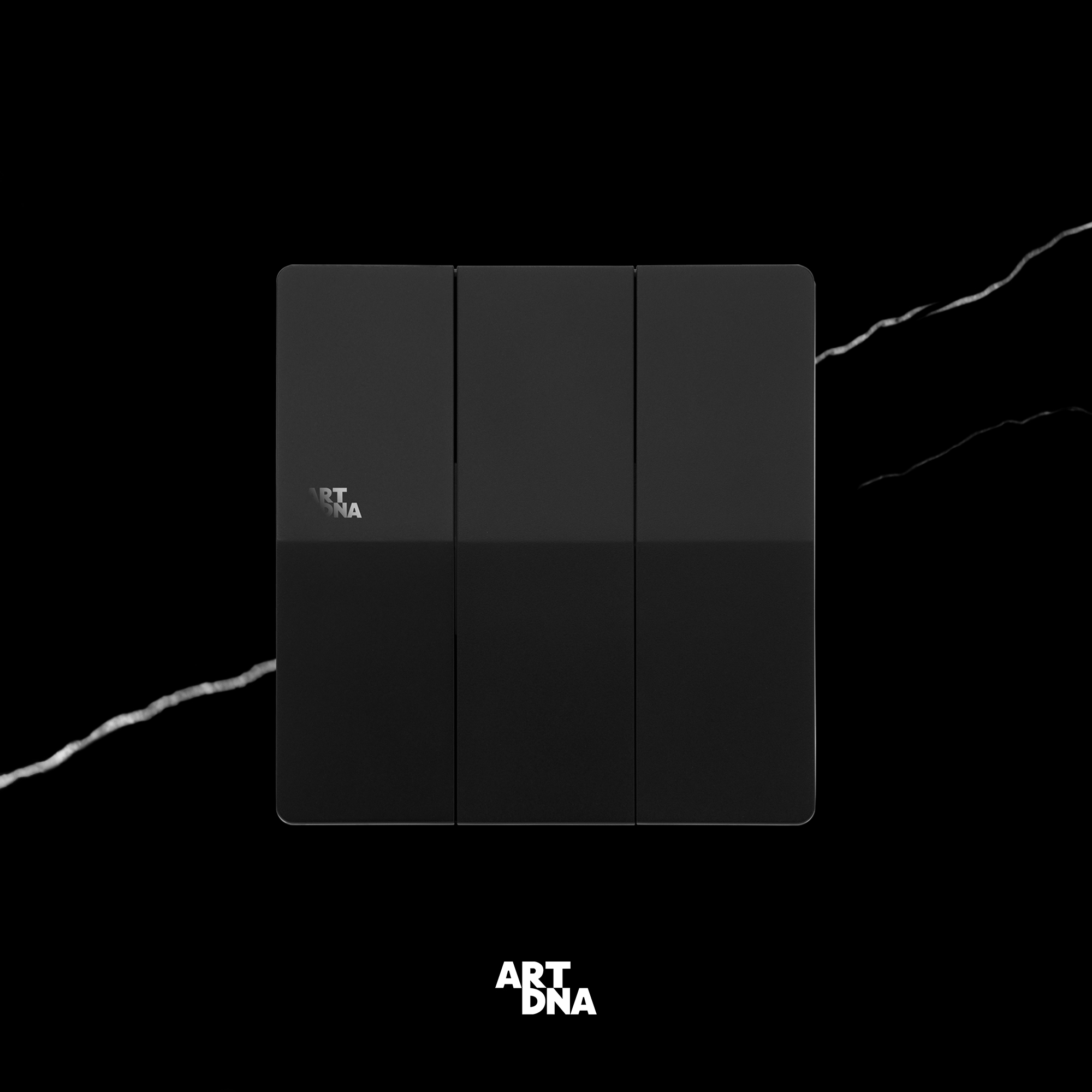 A61 FRAMELESS BLACK SWITCH 3 GANG 1 WAY