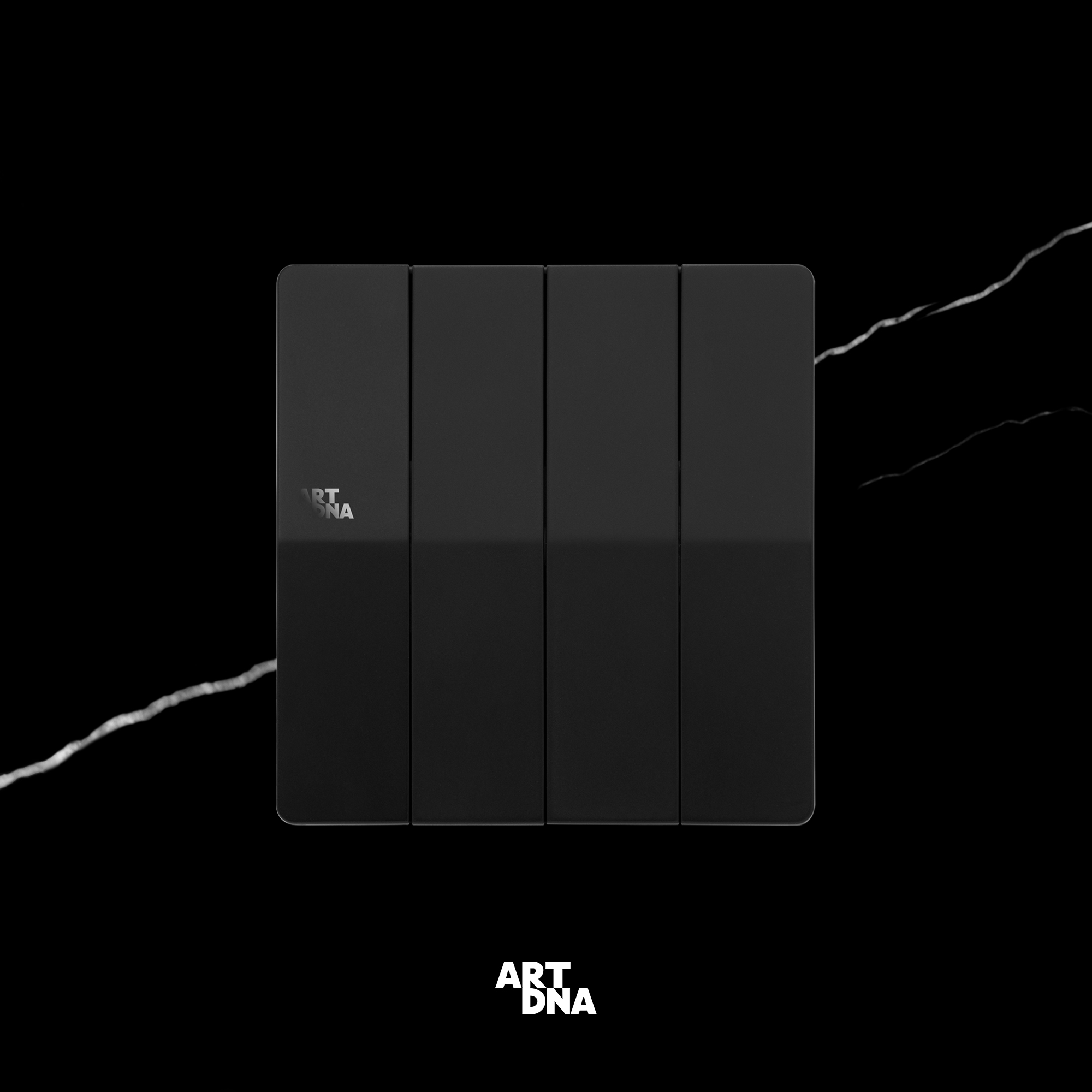 A61 FRAMELESS BLACK SWITCH 4 GANG 2 WAY