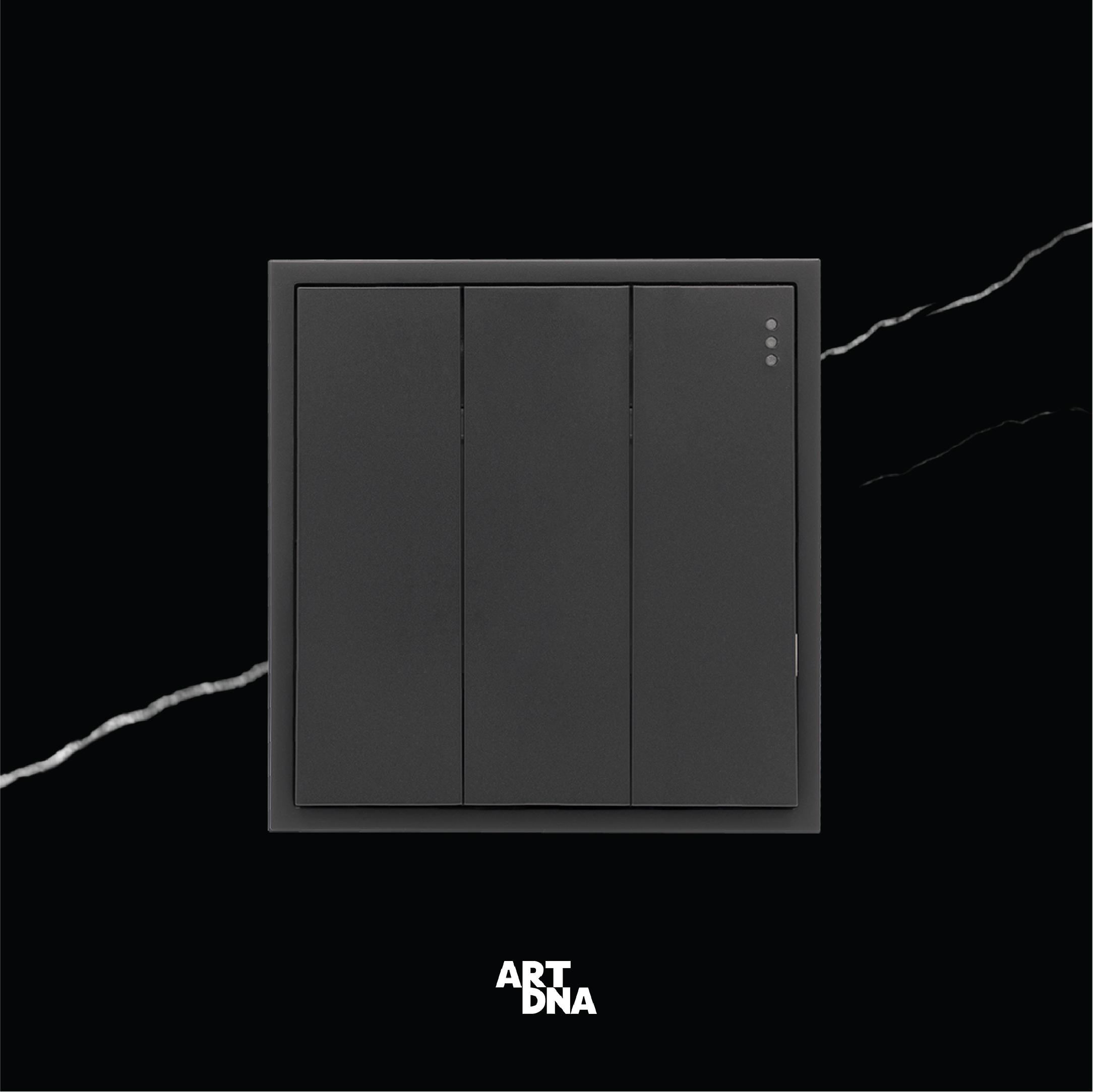 D3 FRAMELESS SERIES BLACK SWITCH 3 GANG 1 WAY