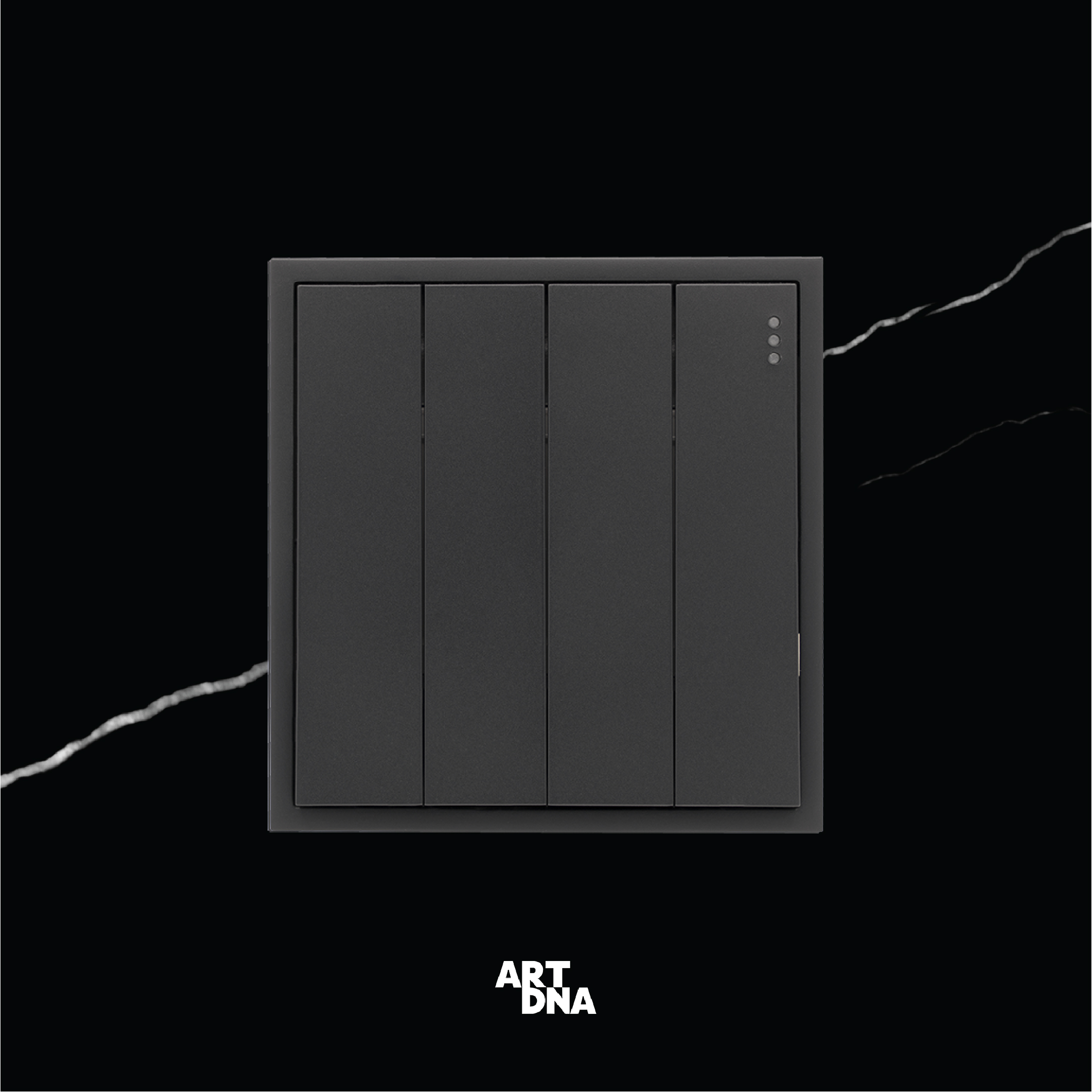 D3 FRAMELESS SERIES BLACK SWITCH 4 GANG 2 WAY