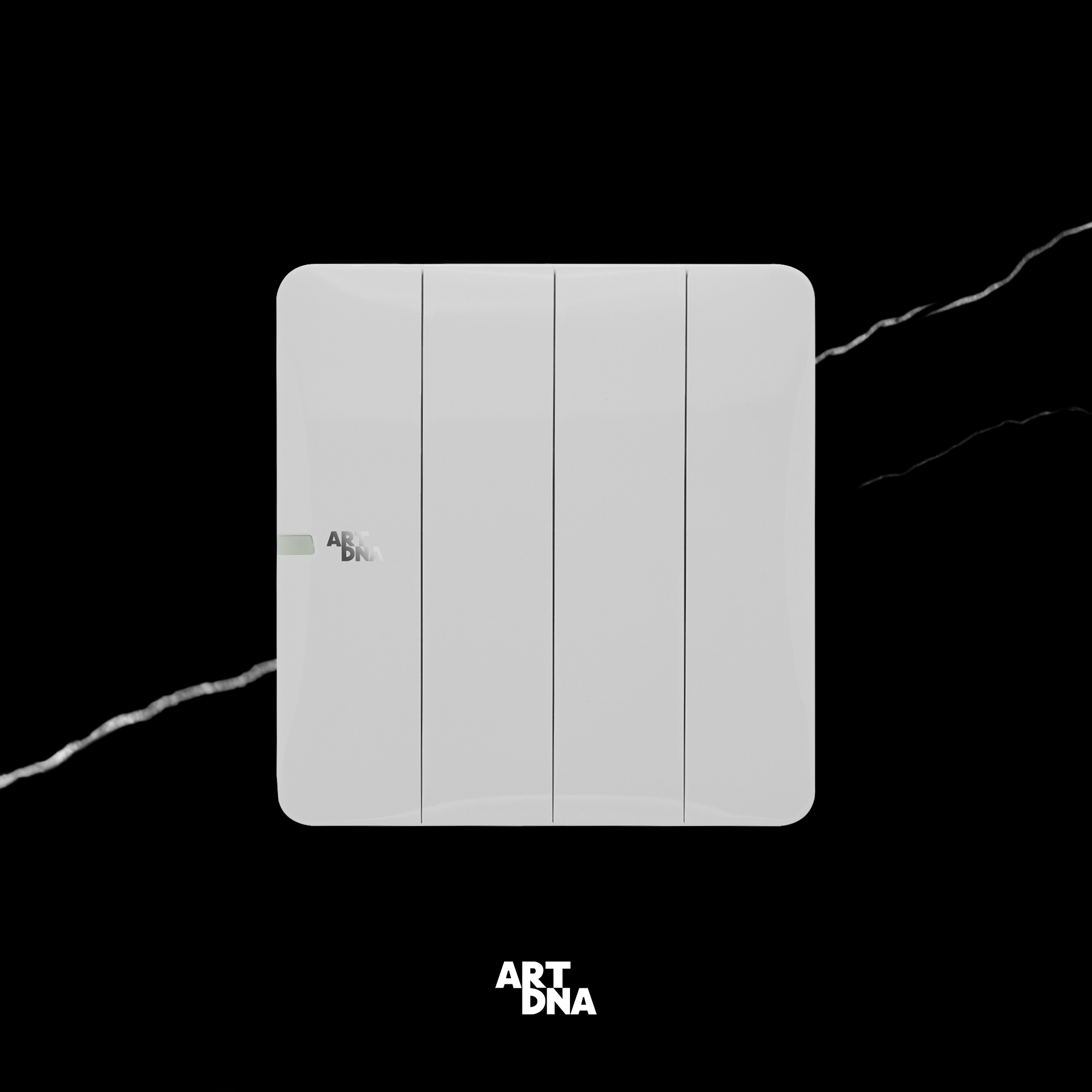 A63 FRAMELESS WHITE SWITCH 4 GANG 1 WAY